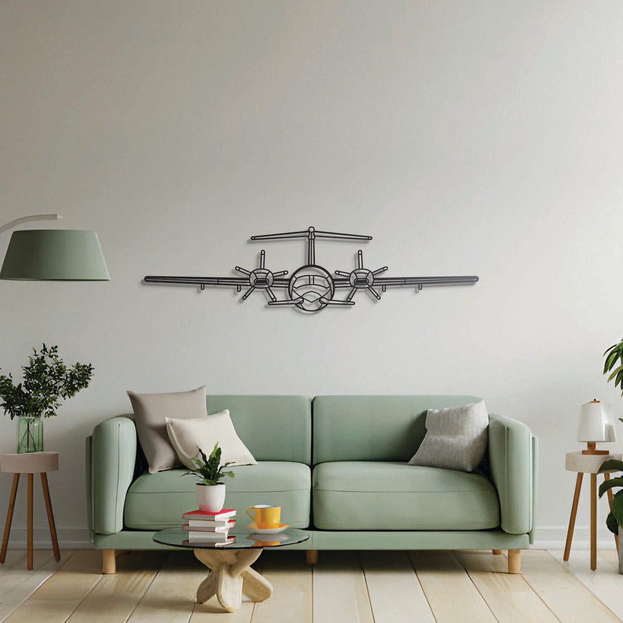 Aviation décor highlight: P-180 Avanti Front laser-cut steel wall art with matte finish and elevation screws for avgeek spaces