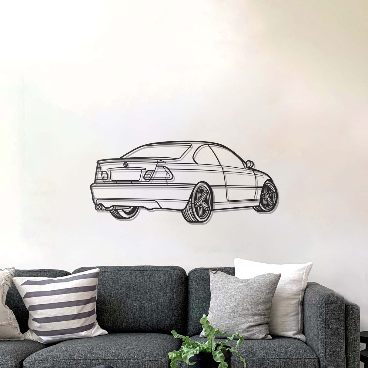 E46 Back View Perspective Metal Car Wall Art - NC1227