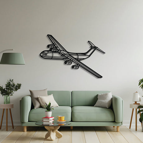 2 mm steel C‑141B Starlifter wall art, powder‑coated matte finish, floats approximately 1 cm off wall for dramatic 3D depth