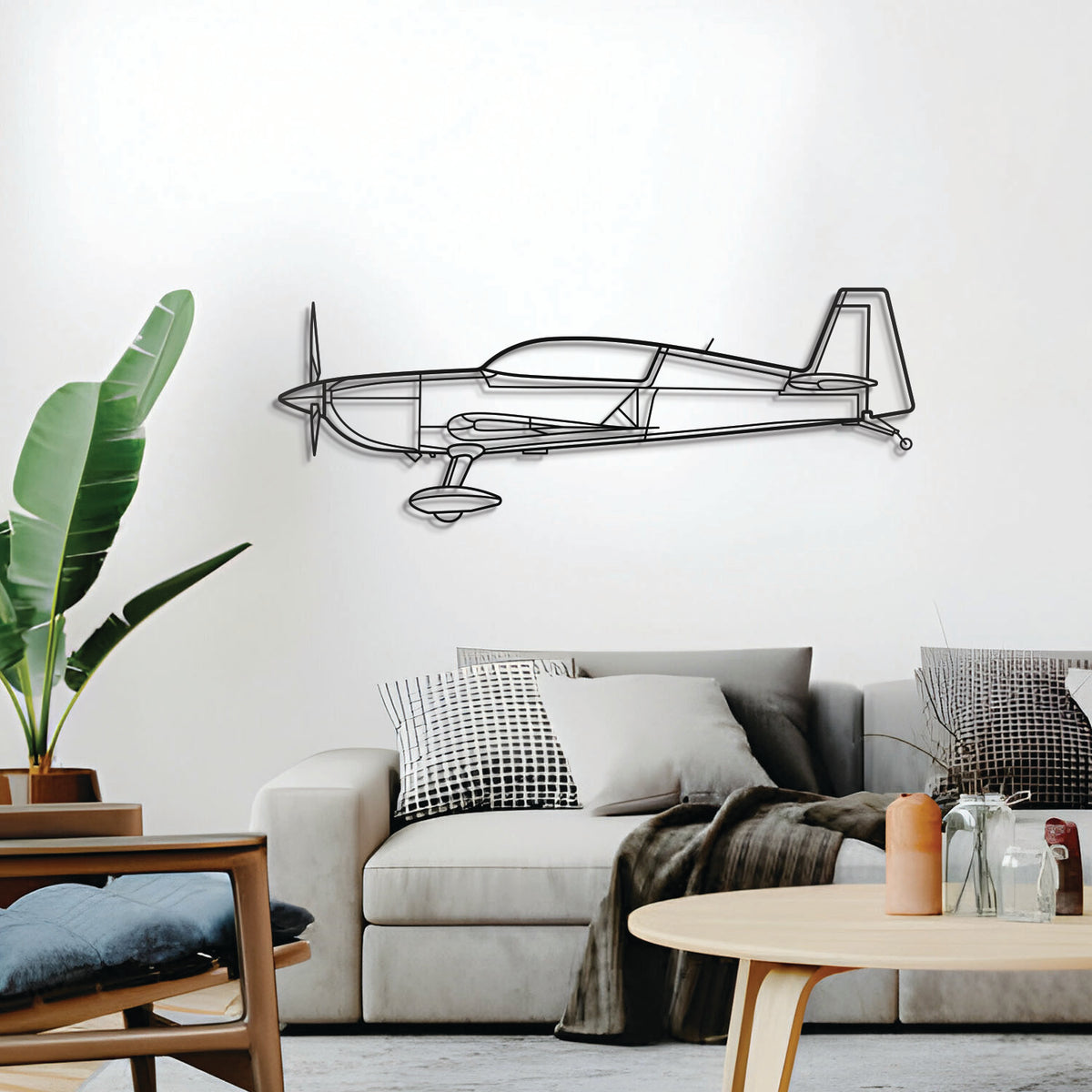 300 LPS jet metal wall decor – precision laser‑cut profile floating slightly off wall for dimensional appeal