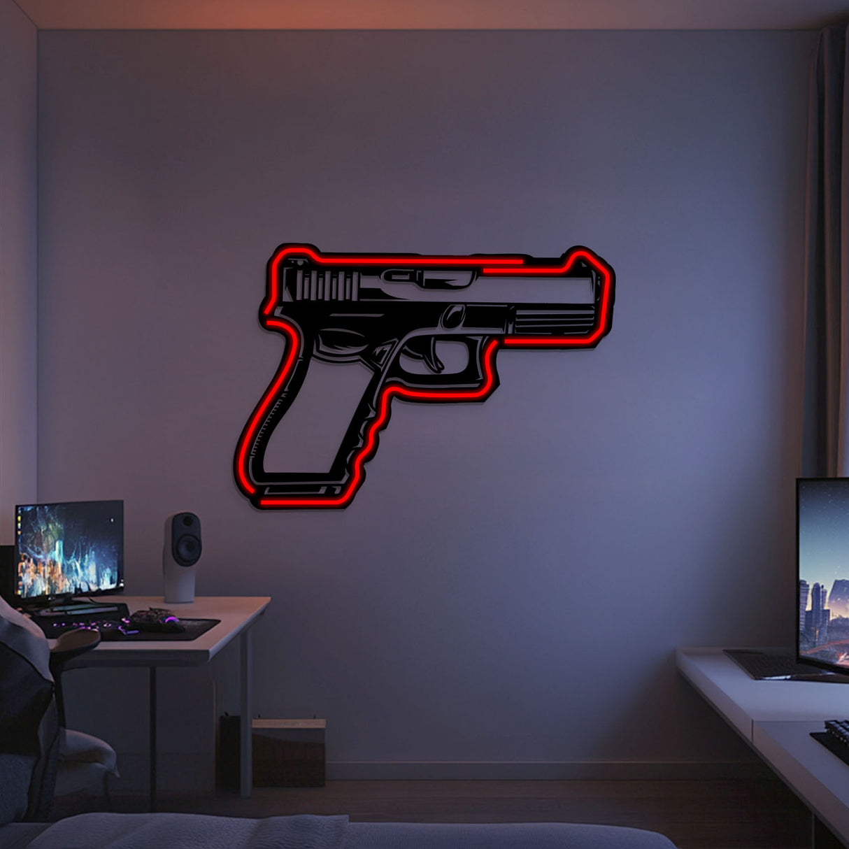 Glock Metal Neon Weapon Wall Art - NCN0065