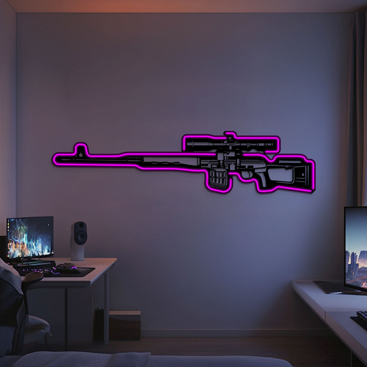 Dragunov Metal Neon Weapon Wall Art - NCN0068