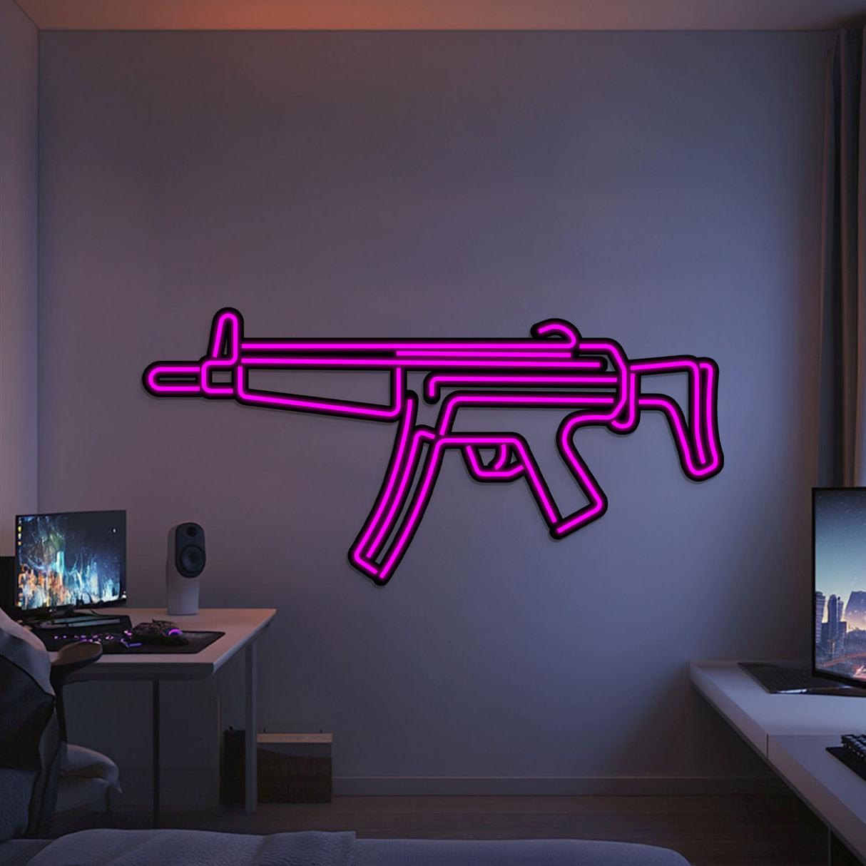 MP5 Metal Neon Weapon Wall Art - NCN0067