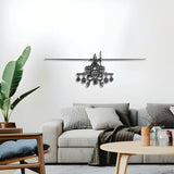 AH-64D Apache front profile silhouette — sleek powder-coated steel with floating mount