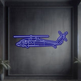 UH-60 Black Hawk Metal Neon Aircraft Wall Art - NCN0067