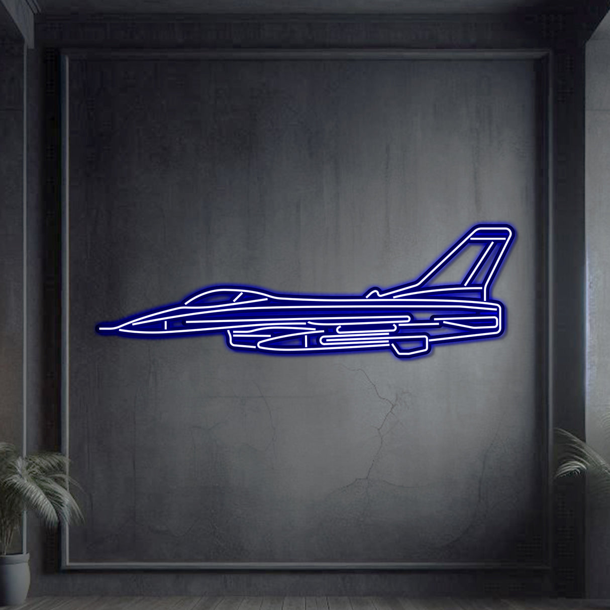 F-16 Falcon Metal Neon Aircraft Wall Art - NCN0038