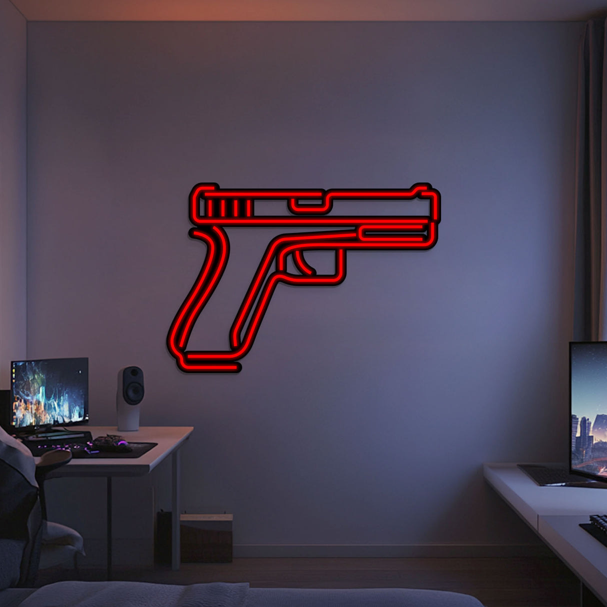 Glock Metal Neon Weapon Wall Art - NCN0065