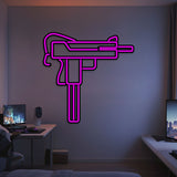 Uzi Metal Neon Weapon Wall Art - NCN0064