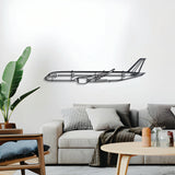 A350 airliner wall art — sleek powder-coated steel with floating mount design