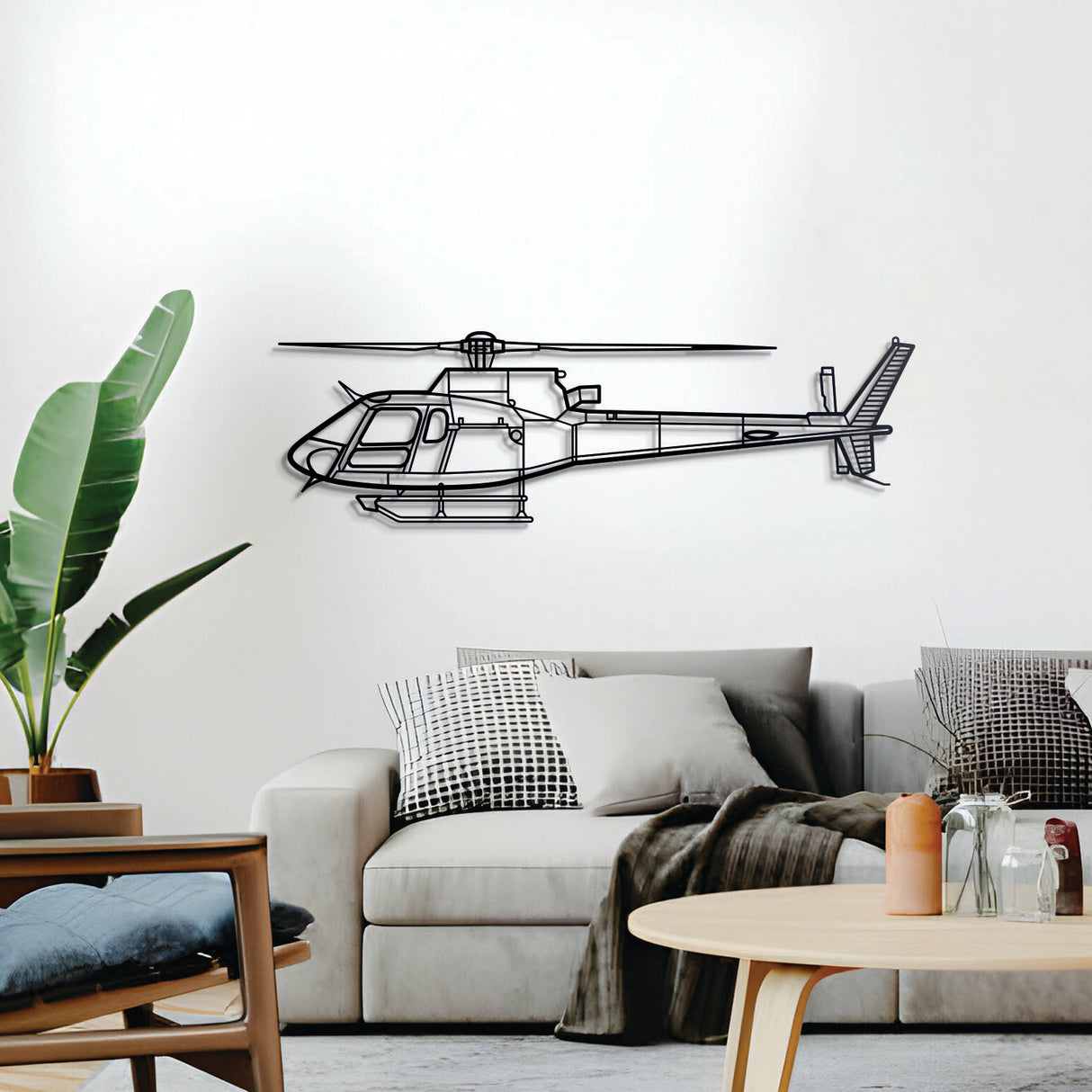 AS‑350 B3 ASTAR silhouette — sleek metal design with floating mount, ideal for hangar or office
