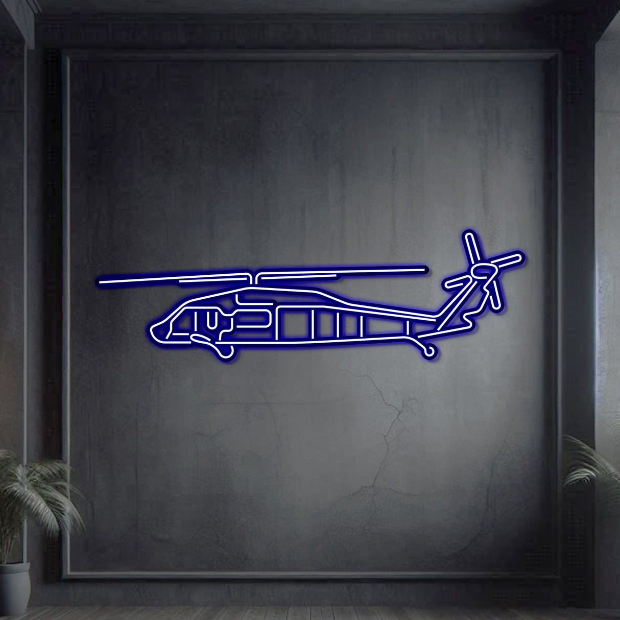 UH-60L Black Hawk Metal Neon Aircraft Wall Art - NCN0068