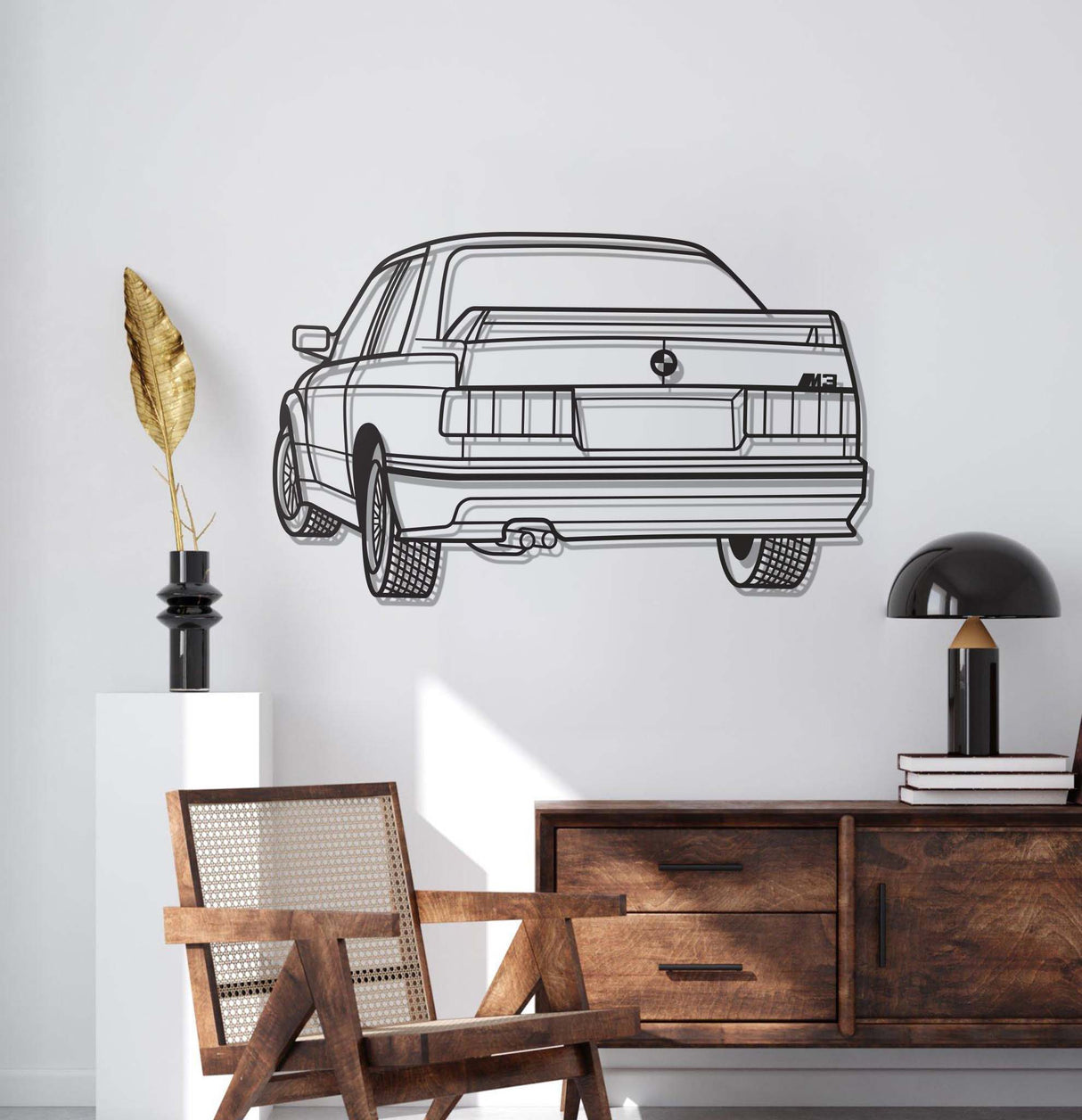 E30 Back View Perspective Metal Car Wall Art - NC1225