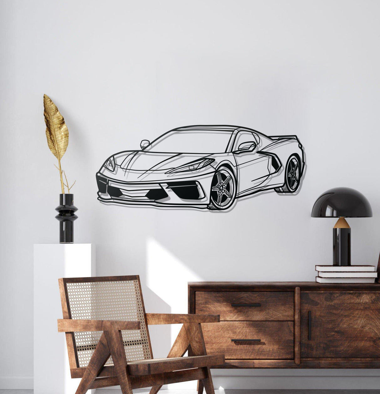 Corvette C8 Perspective Metal Car Wall Art - NC1125