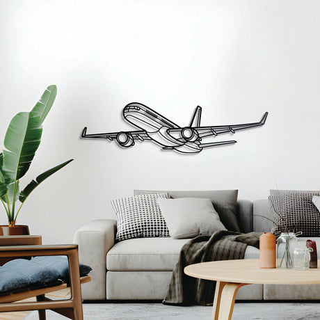 757‑200 angled profile wall art — sleek 2 mm textured steel with subtle float mount