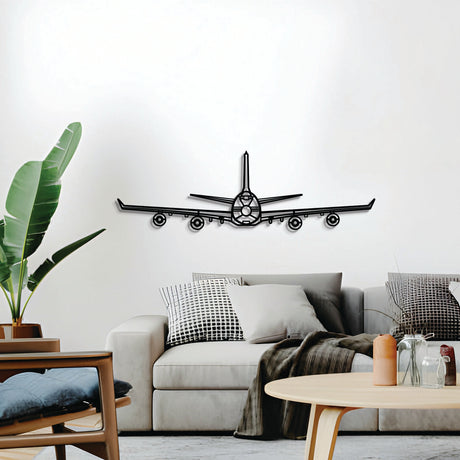 2 mm steel 747 wall art, powder‑coated matte finish, floats ~1 cm off wall for dramatic 3D depth and shadow play