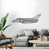 F‑16D aircraft wall décor, textured matte steel elevated 1 cm for sleek floating aviation design