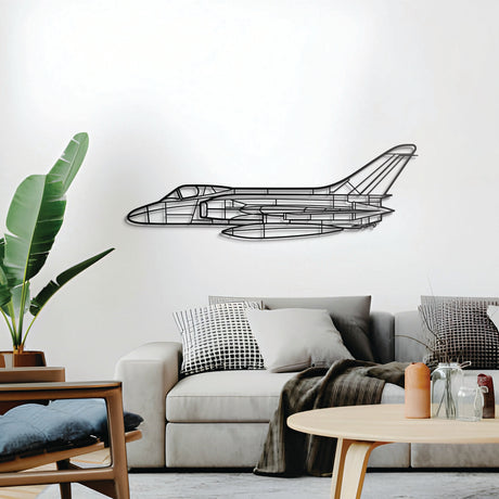 F‑16D aircraft wall décor, textured matte steel elevated 1 cm for sleek floating aviation design