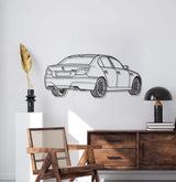 E60 Back View Perspective Metal Car Wall Art - NC1228