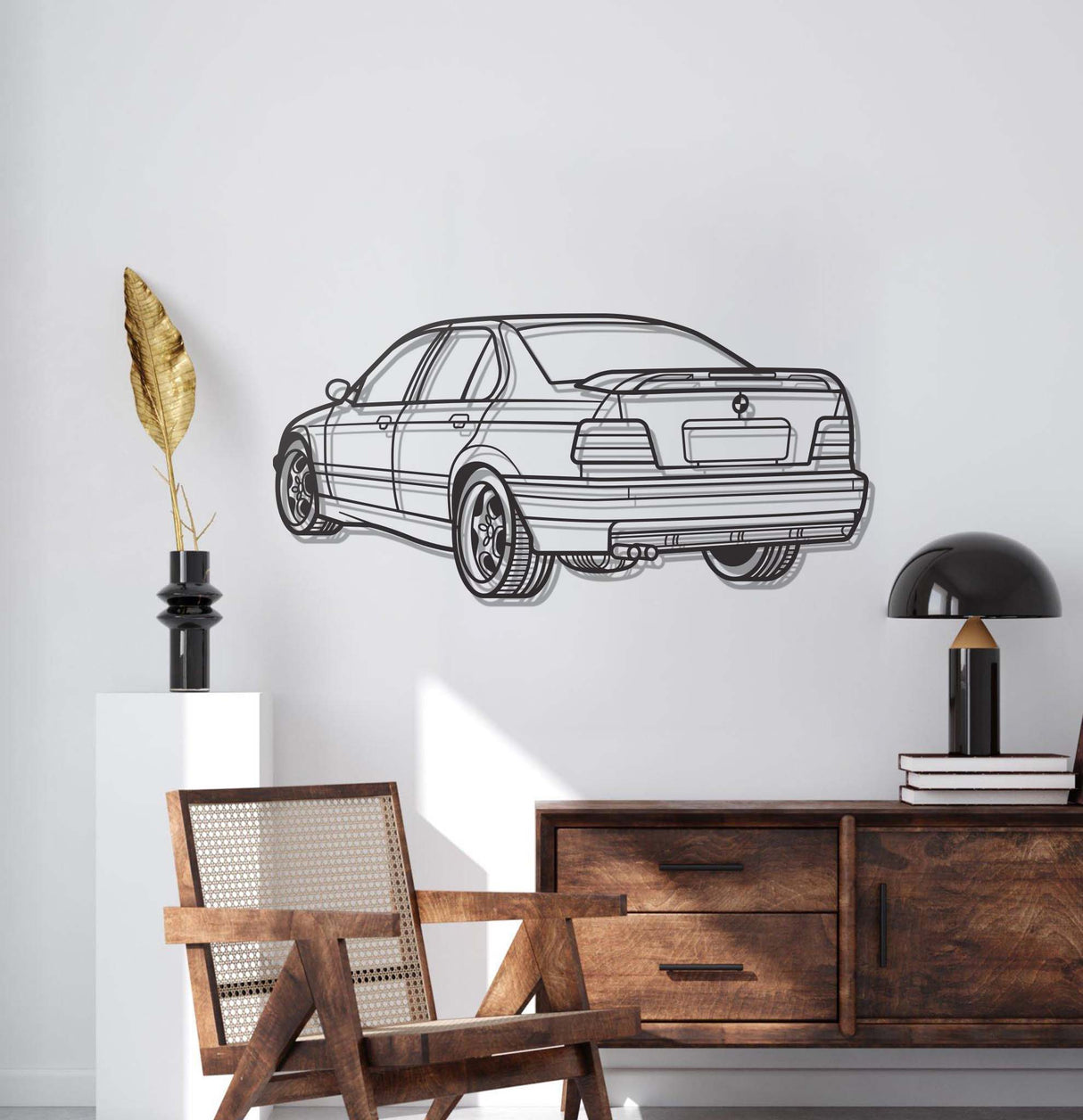 E36 M3 Back View Perspective Metal Car Wall Art - NC1226