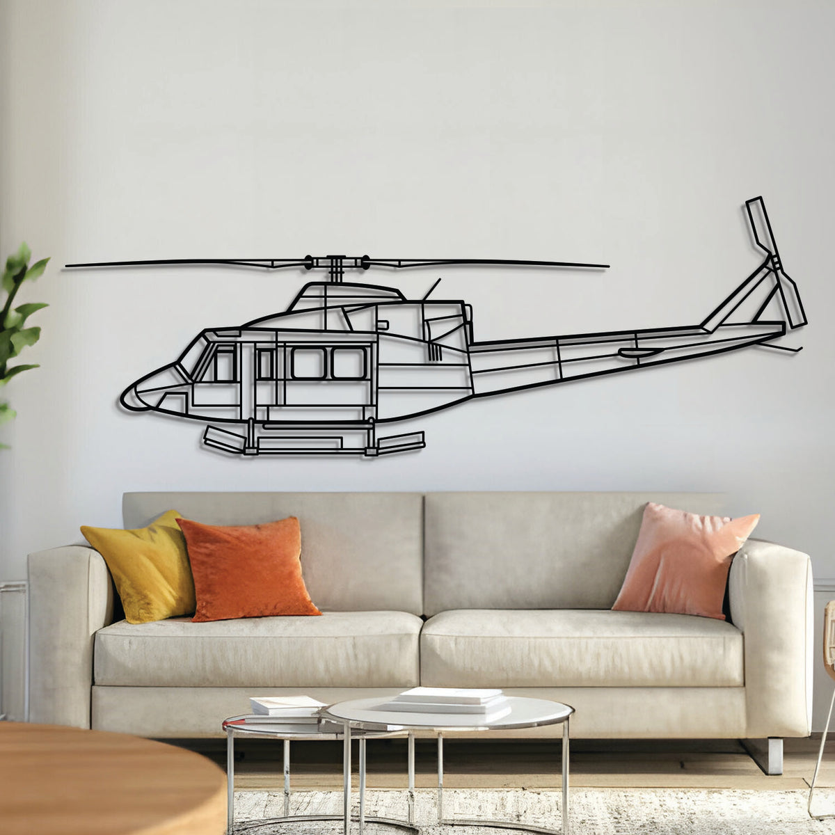 AA-1 Lynx back angle metal aircraft wall art, laser-cut 2 mm steel with matte powder coat and floating 3D effect