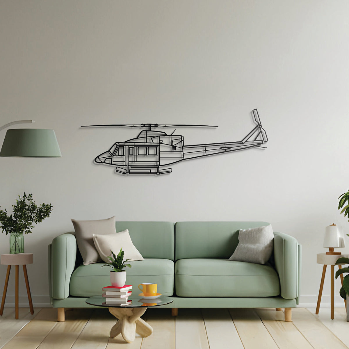 Aviation décor: AA-1 Lynx metal wall art in matte steel with floating 3D effect—ideal for hangar or office