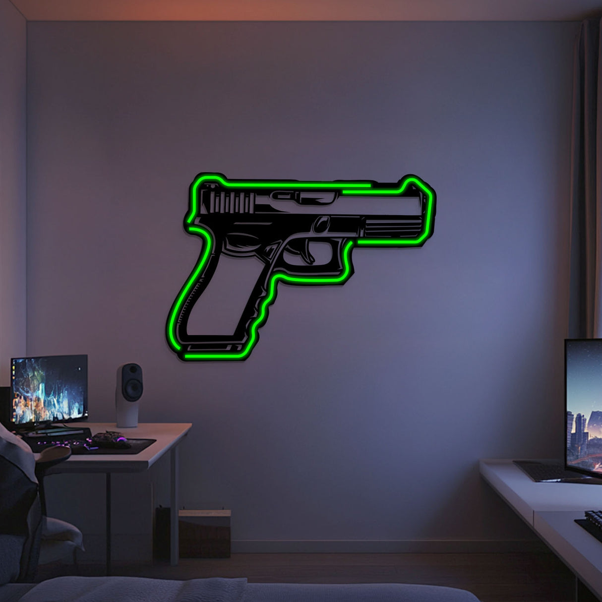 Glock Metal Neon Weapon Wall Art - NCN0065