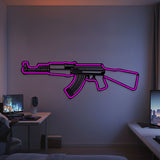 AK-47 Metal Neon Weapon Wall Art - NCN0061