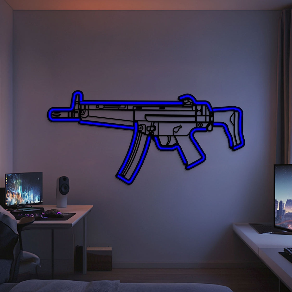 MP5 Metal Neon Weapon Wall Art - NCN0067