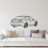 E90 Back View Perspective Metal Car Wall Art - NC1229