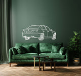 E60 Back View Perspective Metal Car Wall Art - NC1228