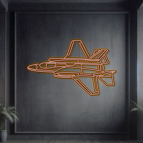 F-35A Lightning II Angle Metal Neon Aircraft Wall Art - NCN0042