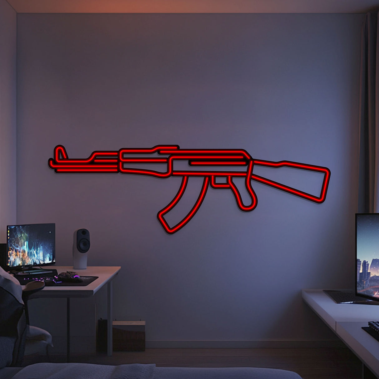 AK-47 Metal Neon Weapon Wall Art - NCN0061