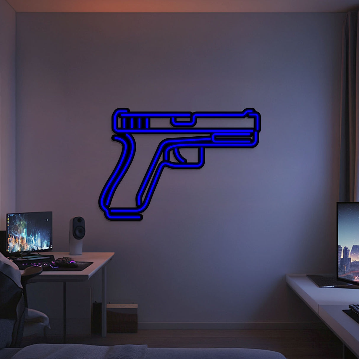 Glock Metal Neon Weapon Wall Art - NCN0065