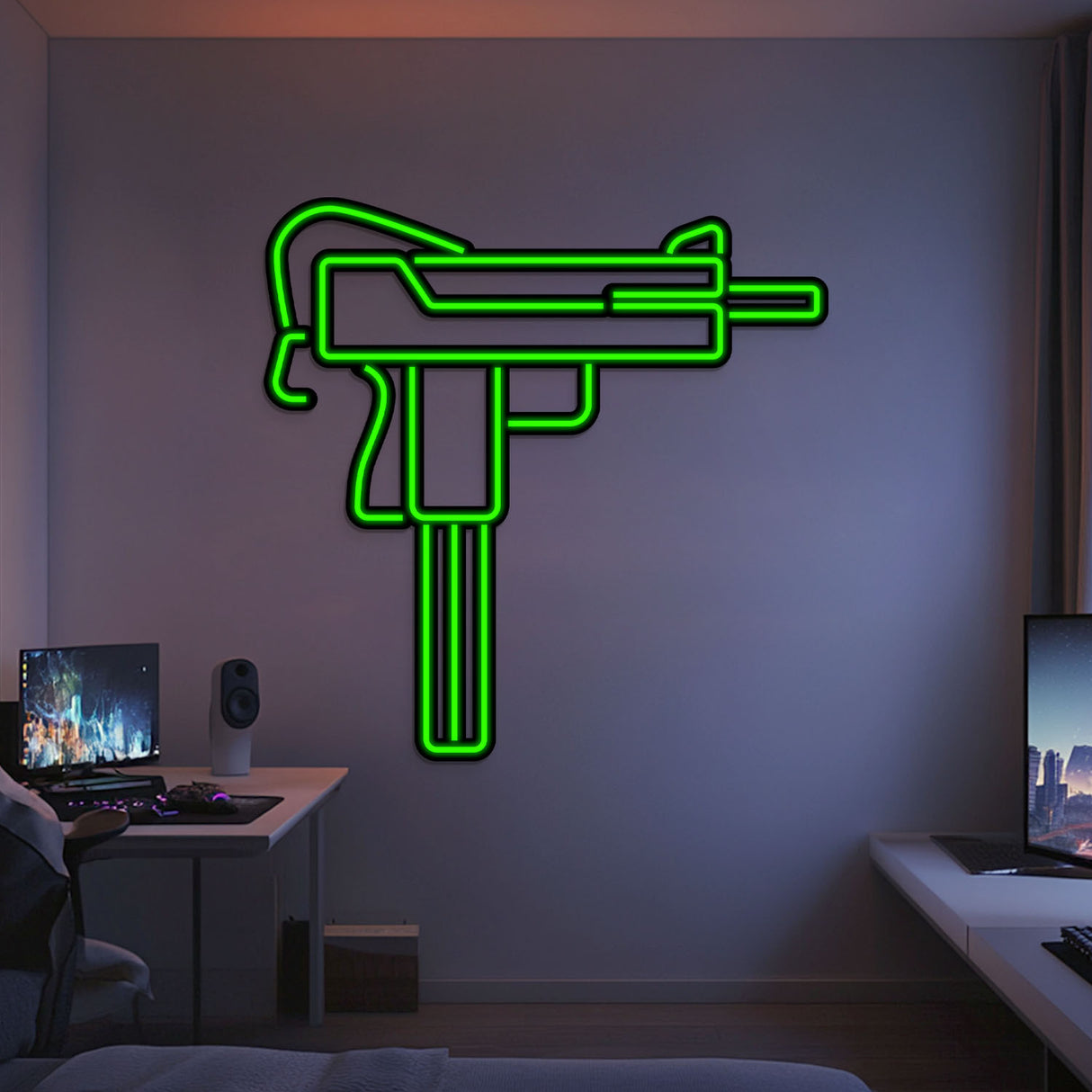 Uzi Metal Neon Weapon Wall Art - NCN0064