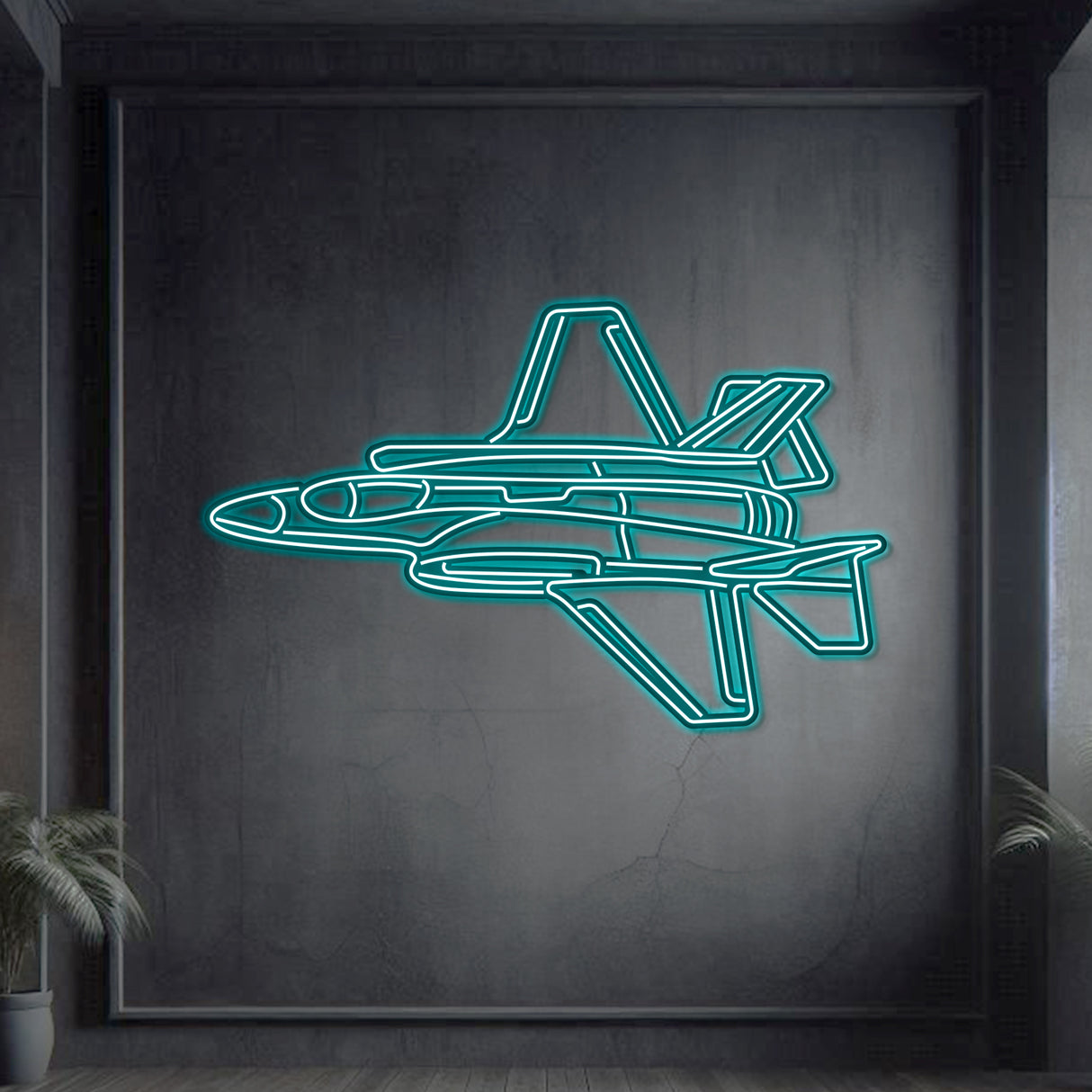 F-35A Lightning II Angle Metal Neon Aircraft Wall Art - NCN0042