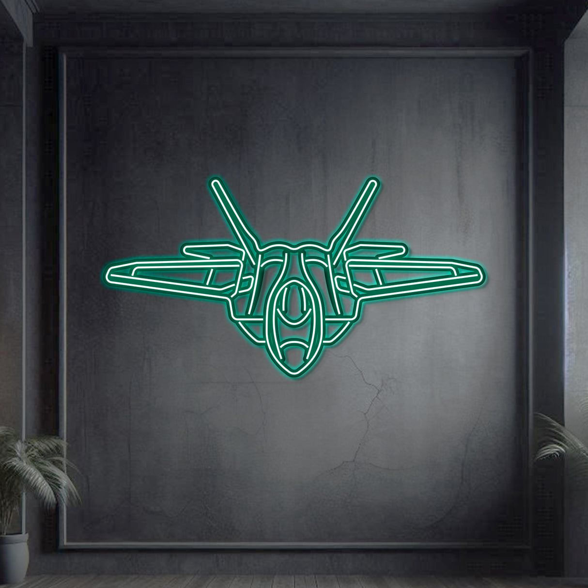 F-22 Raptor Angle Metal Neon Aircraft Wall Art - NCN0039