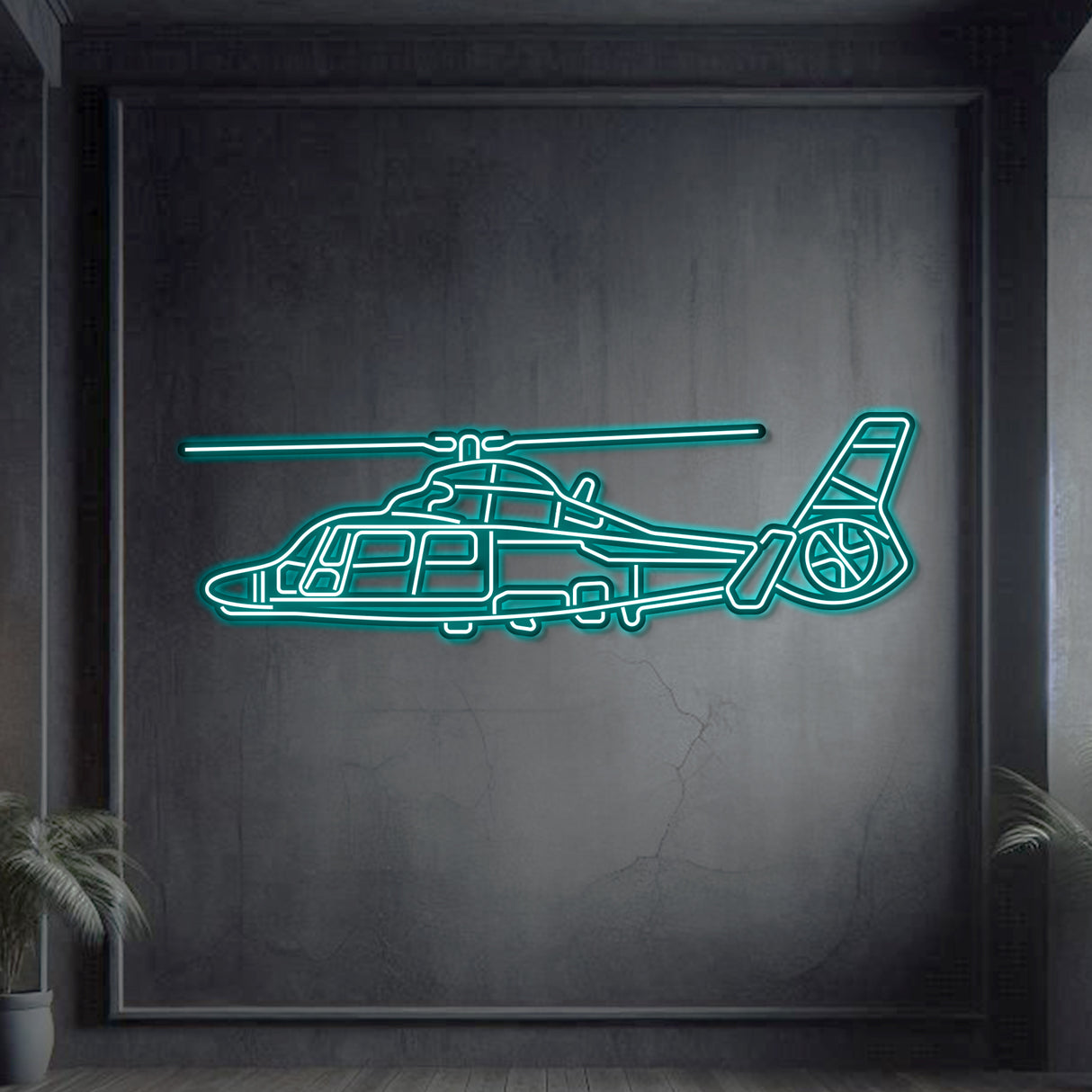 AS365 Dauphin Metal Neon Aircraft Wall Art - NCN0014