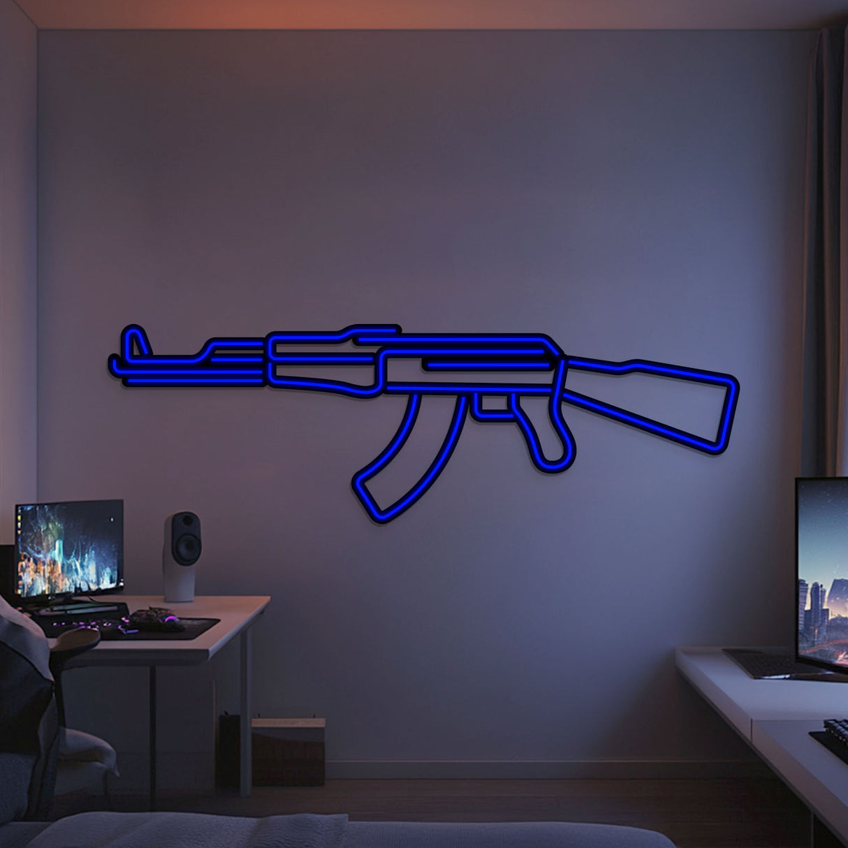 AK-47 Metal Neon Weapon Wall Art - NCN0061