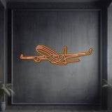 757-200 Angle neon wall décor, textured matte steel lifted 1 cm for stylish floating aviation design