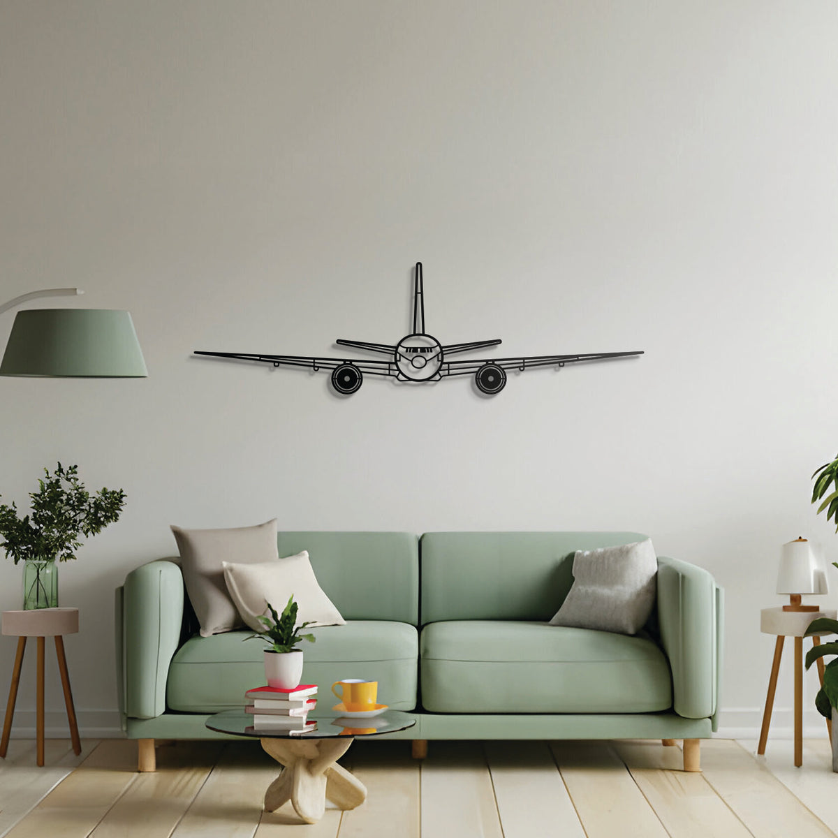 777 jet metal wall decor – precise laser‑cut profile that floats slightly off the wall for dimensional appeal