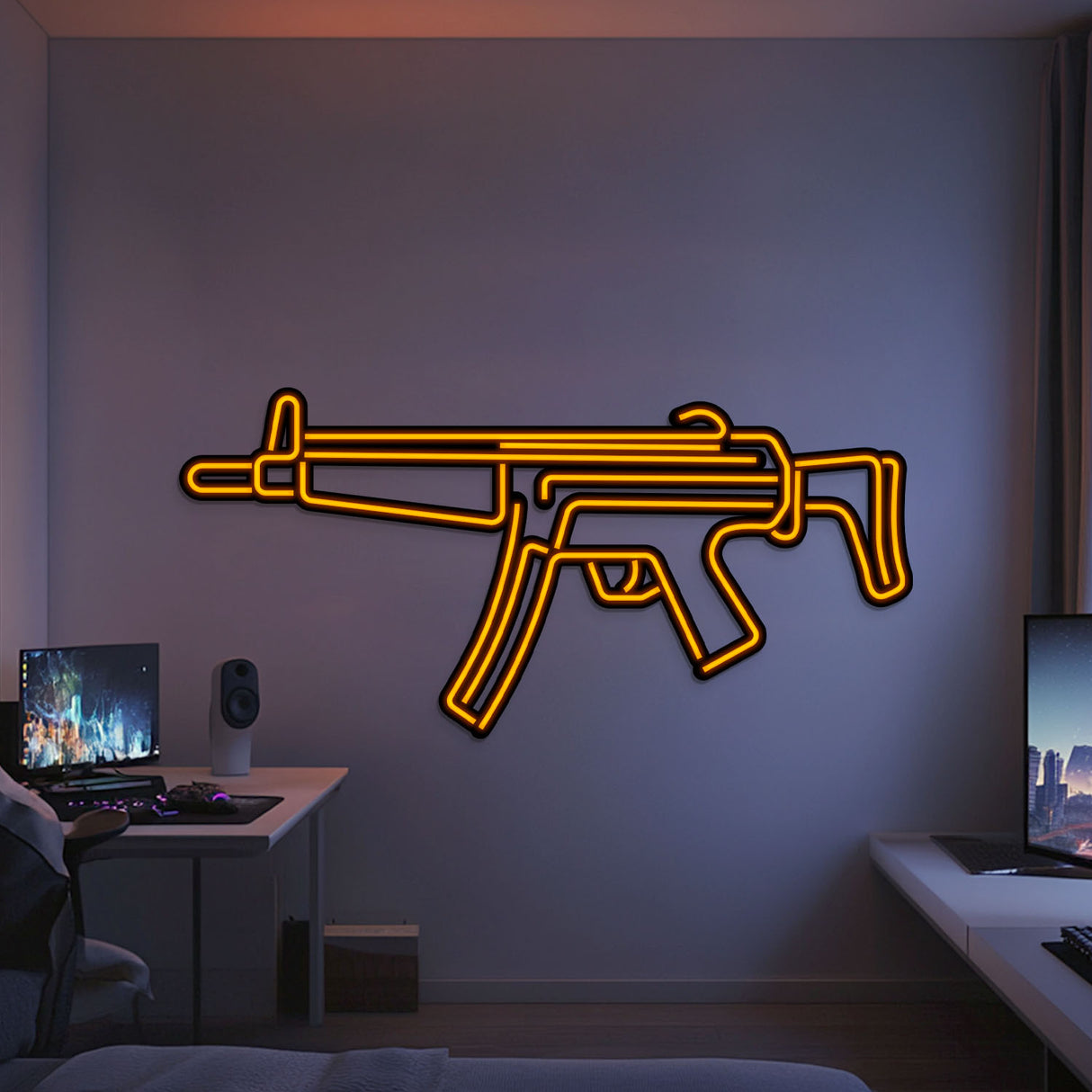 MP5 Metal Neon Weapon Wall Art - NCN0067