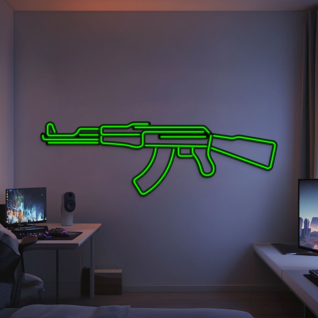 AK-47 Metal Neon Weapon Wall Art - NCN0061