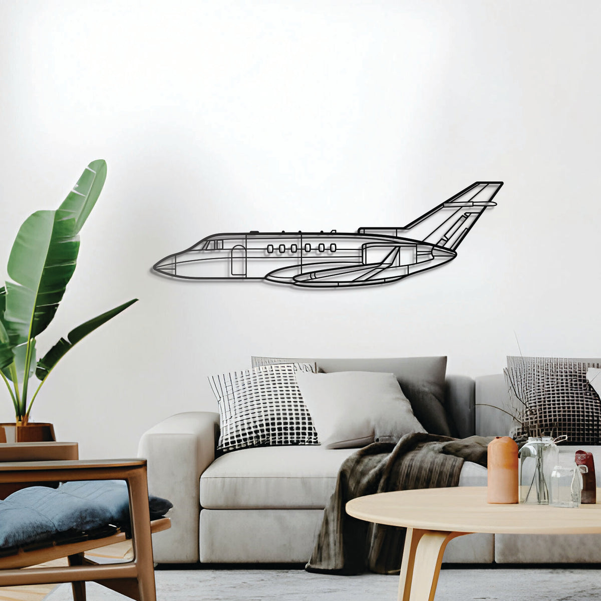 800XP business jet wall decor – elevation screws lift the piece 1 cm from wall for a 3D effect