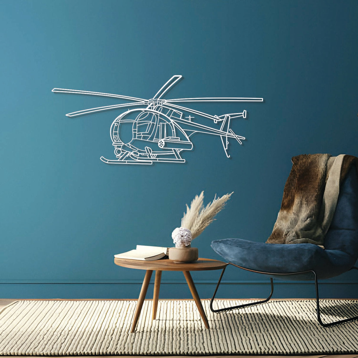 MH-6 Little Bird Angle Metal Aircraft Wall Art - NCP0482