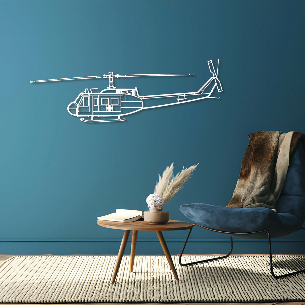 UH-1 Iroquois Huey 1970 Metal Aircraft Wall Art - NCP0301