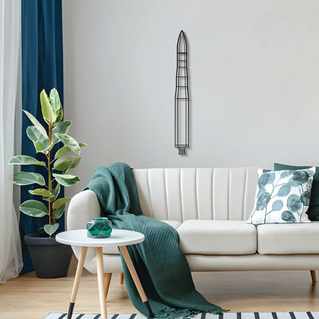 Sentinel ICBM metal wall decor – precision laser‑cut missile profile floating slightly off the wall for dimensional and modern appeal