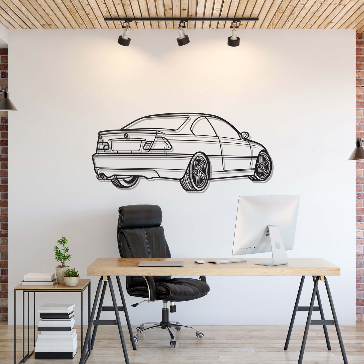 E46 Back View Perspective Metal Car Wall Art - NC1227