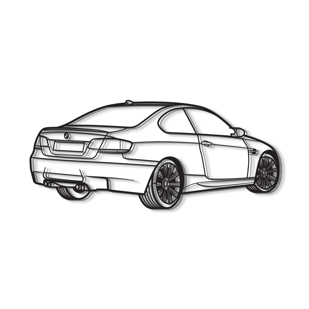 E92 Back Perspective Metal Car Wall Art - NC1300