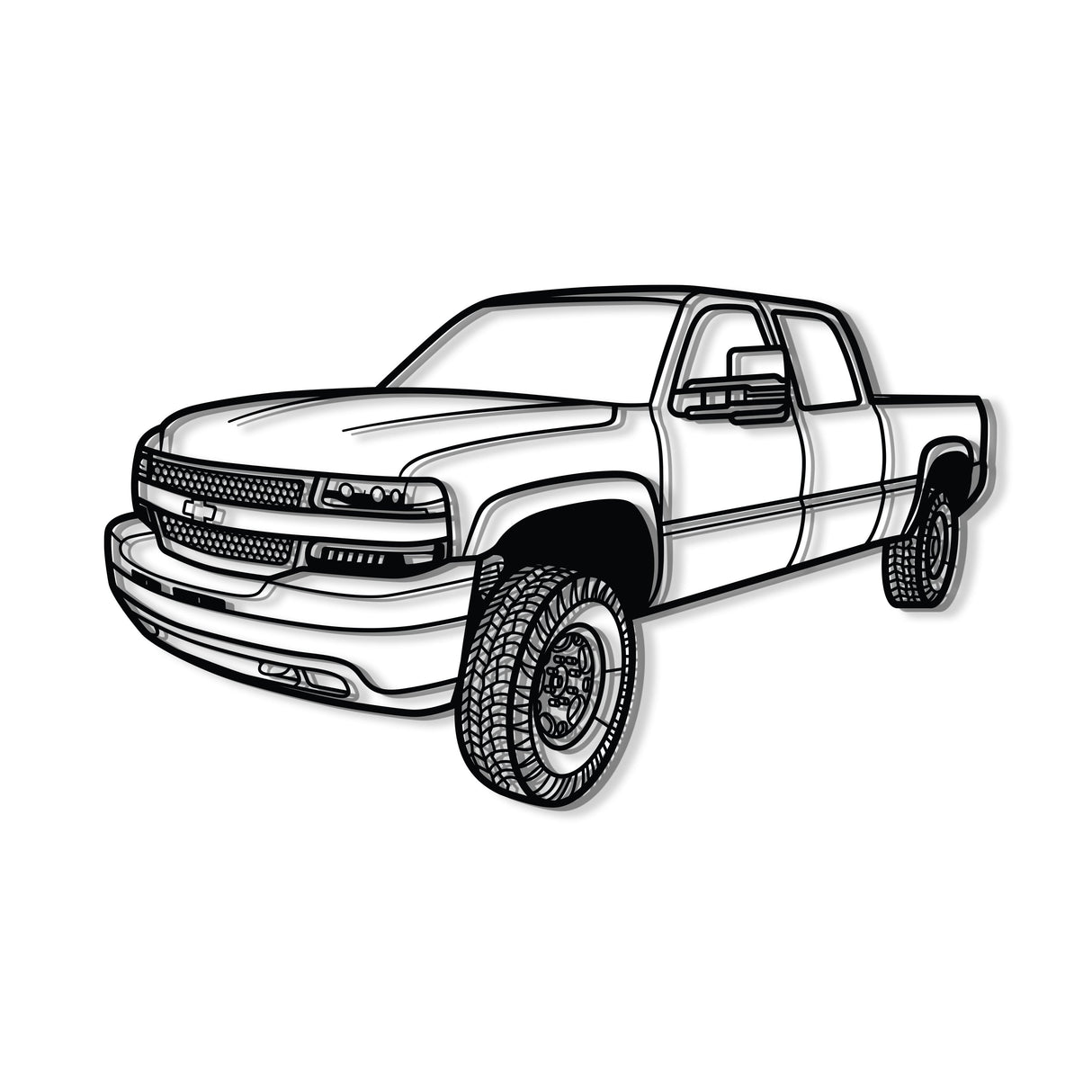 2002 Silverado 2500 Perspective Metal Car Wall Art - NC1297