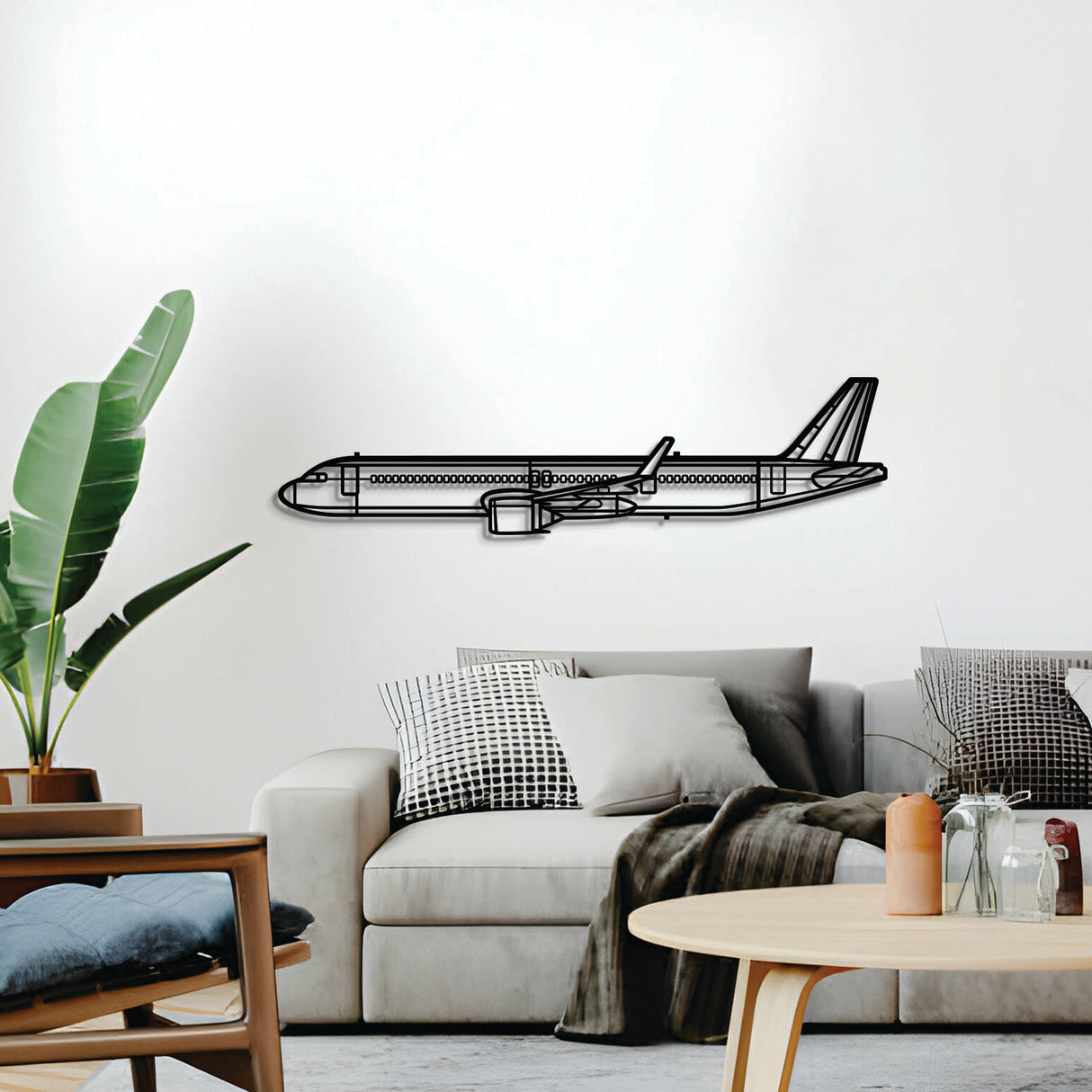 Navigate Craft A321‑251NX décor, ready‑to‑hang with elevation spacers, ideal avgeek gift for aviation lovers